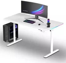 ULTRADESK Biurko dla gracza QUEST, 140x70cm, 72-120cm, balta-balta