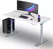 ULTRADESK Biurko dla gracza QUEST, 140x70cm, 72-120cm, szaro-balta