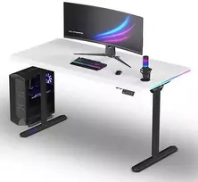 ULTRADESK Biurko dla gracza QUEST, 140x70cm, 72-120cm, juoda-balta