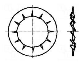 Washer | internally serrated | M2 | D=4.5mm | h=0.3mm | DIN: 6798J