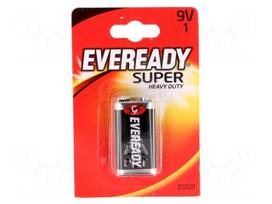 Battery: zinc-chloride | 9V | 6F22 | Eveready Super Heavy Duty
