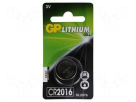 Battery: lithium | 3V | CR2016,coin | Batt.no: 1 | Ø20x1.6mm | 90mAh