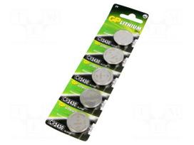 Battery: lithium | 3V | CR2430,coin | Batt.no: 5 | Ø24x3mm | 270mAh