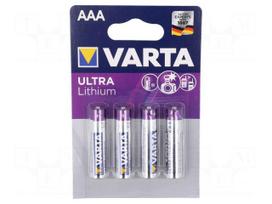 Battery: lithium | 1.5V | AAA,R3 | Batt.no: 4 | Ø10.5x44.5mm | 1100mAh