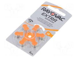 Battery: zinc air (ZnO2) | 1.45V | AC13,R754,coin | Batt.no: 6