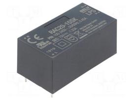 Converter: AC/DC | 20W | Uout: 15VDC | Iout: 1333mA | 86% | Mounting: PCB
