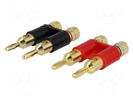 Connector: 4mm banana | gold-plated | double | plug | on cable