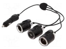 Automotive power supply | USB A socket,car lighter socket x2