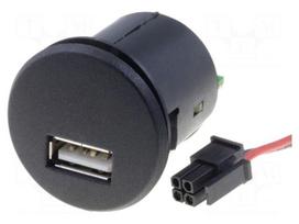 Automotive power supply | USB A socket | Sup.volt: 7÷12VDC | black