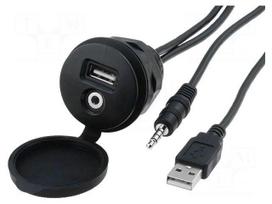 USB/AUX adapter | USB A socket,Jack 3,5mm 4pin socket | 2m