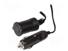 Cigarette lighter socket extension cord | 8A | Sup.volt: 12VDC