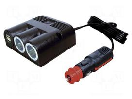 Automotive power supply | 5A | Sup.volt: 12÷24VDC | 5V/2x2,5A | black