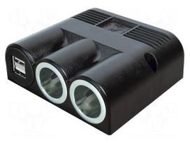 Automotive power supply | 5A | Sup.volt: 12÷24VDC | 5V/2x2,5A | black