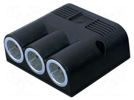 Car lighter socket adapter | car lighter socket x3 | 16A | black