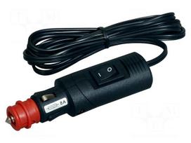 Cigarette lighter plug | cables | 8A | Sup.volt: 12÷24VDC | black | 2m
