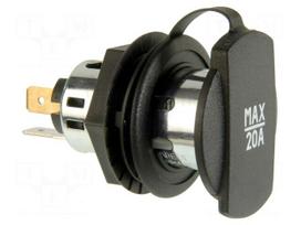Car lighter socket adapter | car lighter socket x1 | 20A | black