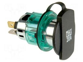 Car lighter socket adapter | car lighter socket x1 | 20A | green