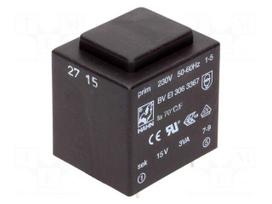 Transformer: encapsulated | 3VA | 230VAC | 15V | 200mA | Mounting: PCB