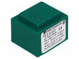 Transformer: encapsulated | 2VA | 230VAC | 15V | 15V | 66.6mA | 66.6mA