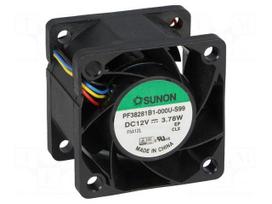 Fan: DC | axial | 12VDC | 38x38x28mm | 30.75m3/h | 51.8dBA | ball bearing