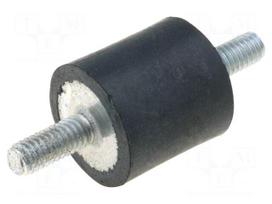 Vibration damper | M6 | Ø: 20mm | rubber | L: 15mm | Thread len: 18mm