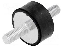 Vibration damper | M8 | Ø: 30mm | rubber | L: 15mm | Thread len: 20mm