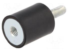 Vibration damper | M4 | Ø: 15mm | rubber | L: 15mm | Thread len: 10mm