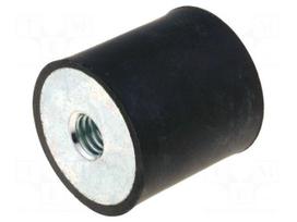 Vibration damper | M4 | Ø: 15mm | rubber | L: 15mm | H: 4mm | 61N | 39N/mm