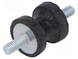 Vibration damper | M4 | Ø: 15mm | rubber | L: 15mm | Thread len: 10mm