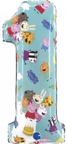 Peppa Pig mėlynas numeris 1 folijos balionas 66 cm