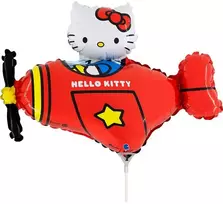 Hello Kitty lėktuvėlis raudonas mini folijos balionas 35 cm (WP)