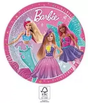 Barbės fantazijos popierinės lėkštės, 8 vnt., 23 cm, FSC