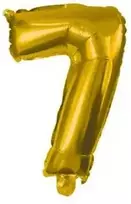 Skaičius auksinis, auksinis mini skaičius 7 folijos balionas 33 cm