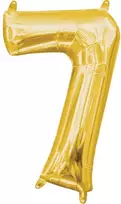 Skaičius auksinis, auksinis mini skaičių folijos balionas skaičius 7 - 40 cm