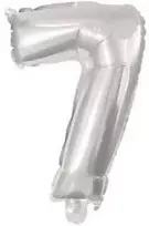 Skaičių milžiniškas skaičius 7 sidabrinis folijos balionas 85 cm