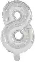 Folinis balionas „Skaičiai Mini 8“, 33 cm, sidabrinis