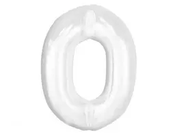 Folinis balionas „Skaičius B&C“, baltas, skaičius 0, 92 cm
