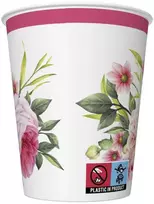 Spalvotos šakelės su lapais, rožės formos popieriniai puodeliai, 8 vnt., 250 ml