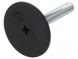 Foot of pin | rigid,with screwdriver slot | Base dia: 50mm | M10