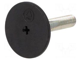 Foot of pin | rigid,with screwdriver slot | Base dia: 50mm | M12