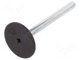Foot of pin | rigid,with screwdriver slot | Base dia: 50mm | M10