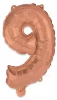 Folinis balionas „Skaičius 9“, rožinio aukso spalvos, 95 cm