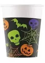 8 vnt. popierinių puodelių su užrašu „Halloween Happy“ po 200 ml FSC