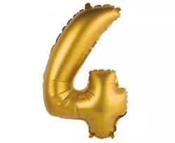 Auksinis matinis auksinis skaičius „4“ mini folijos balionas, 35 cm