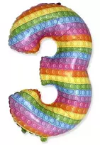 Folinis balionas „Number Pop It“ – skaičius 3, 69 cm (WP)
