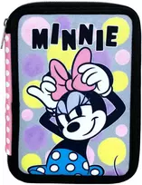Disney Minnie graži rožinė pieštukų dėžutė, užpildyta 2 lygiais lygiais