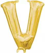 Folinis balionas „Skaičiai auksiniai“, auksinė mini V raidė, 33 cm
