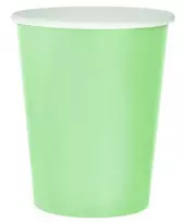 Spalvoti vienspalviai mėtų žalios spalvos popieriniai puodeliai, 14 vnt. pakuotėje, 270 ml