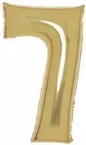 Skaičius, balto aukso spalvos, auksinis folijos balionas, skaičius 7, 88 cm