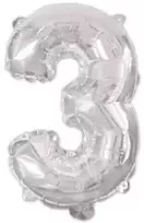 Folinis balionas „Sidabrinis skaičius“, „3“ 95 cm